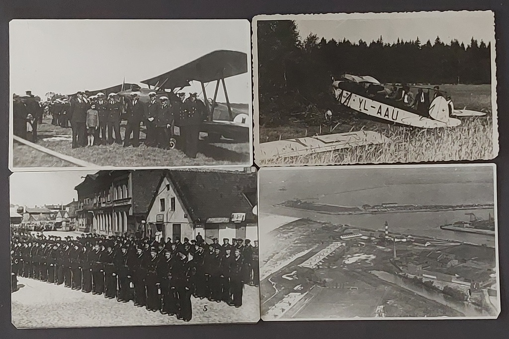 4th pc. Group photos of the soldiers of the Naval Aviation Division and an aerial view of Liepāja