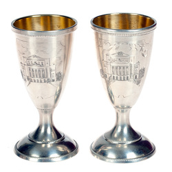 Pair of the silver glasses with view of Opera