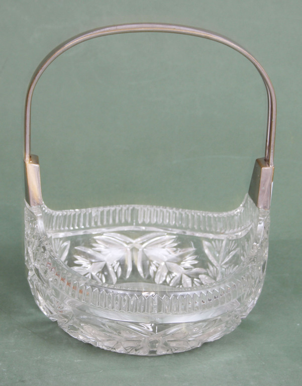 Silver plated glass serving dish