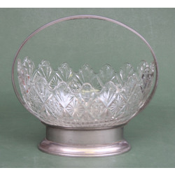 Art Nouveay silver plated crystal dish