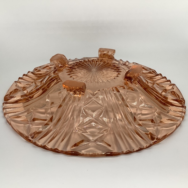 A huge fruit dish with legs. Art Deco. Honey glass. Excellent condition.