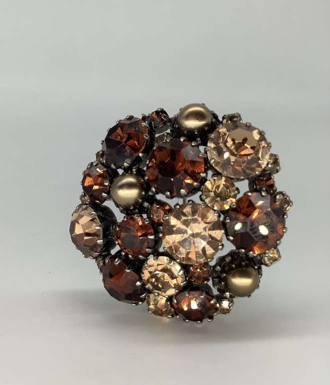 Brooch with natural rhinestones.Galbonz.Bohemia.Hand-cut.everything in place