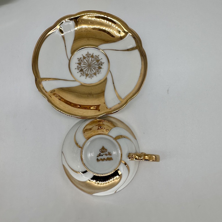 Coffee art-Deco service for 2 persons. Gold plated 50s.