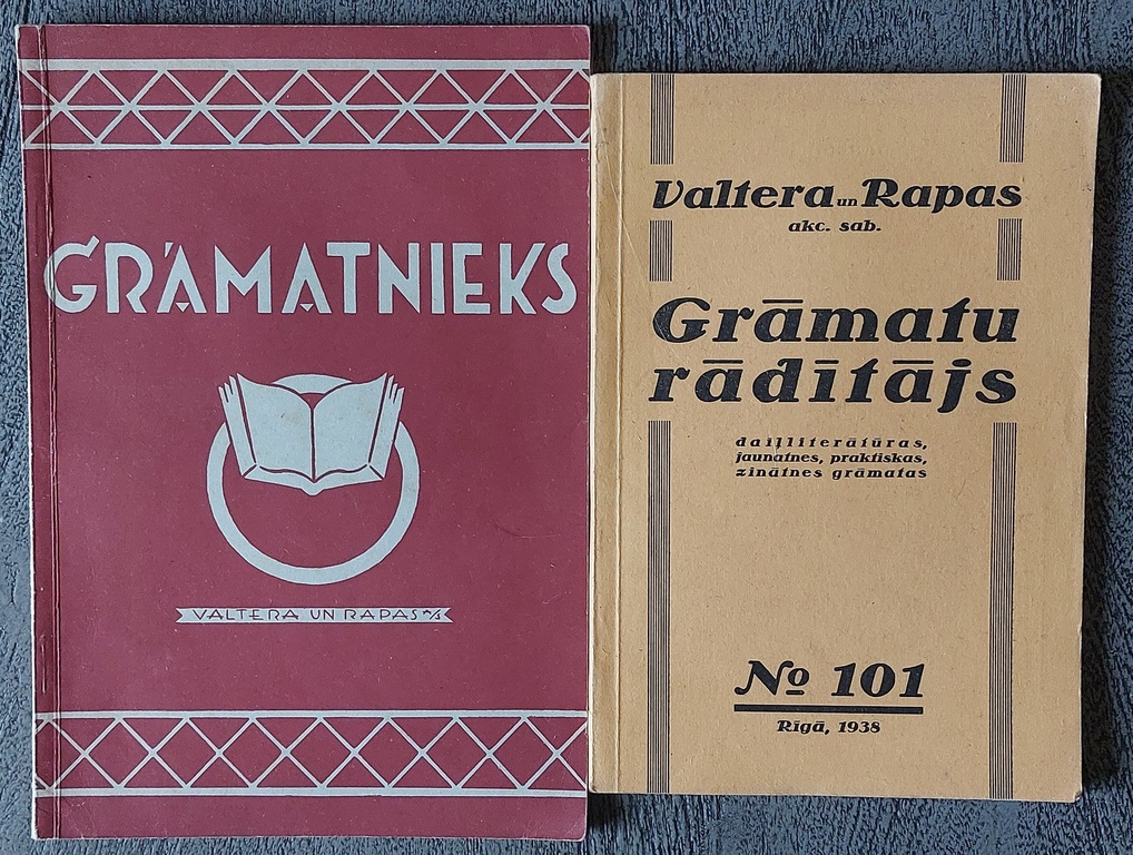 1- GRĀMATNIEKS 1937 g. ; 2- GRĀMATU RĀDĪTĀJS  1938 g. Rīga No.101 labā stāvoklī 