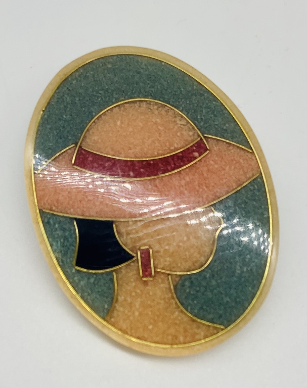 Epoxy brooch. 1936. Espricinism in the style of Modigliani. Excellent condition. France.
