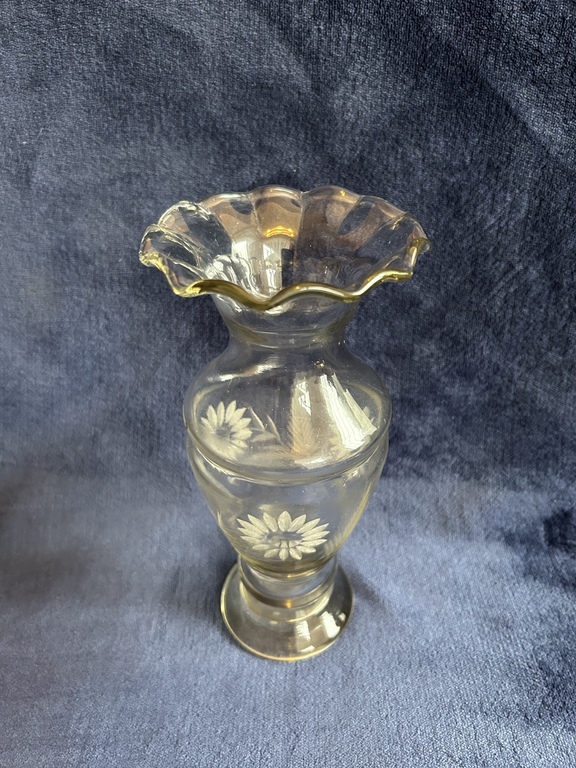 Vase. Goose-Crystal. Blown into shape, hand polished, etched. Pre-war.