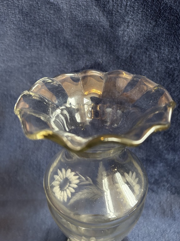 Vase. Goose-Crystal. Blown into shape, hand polished, etched. Pre-war.