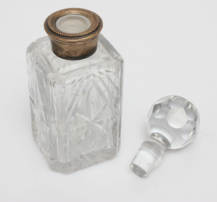 Glass decanter with silver finish