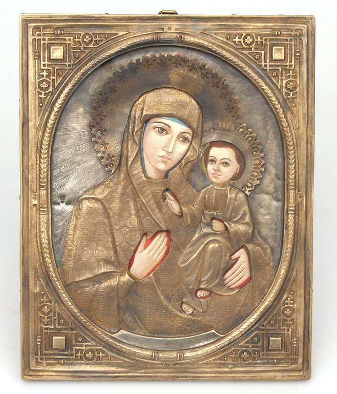 Wooden icon with silver finish