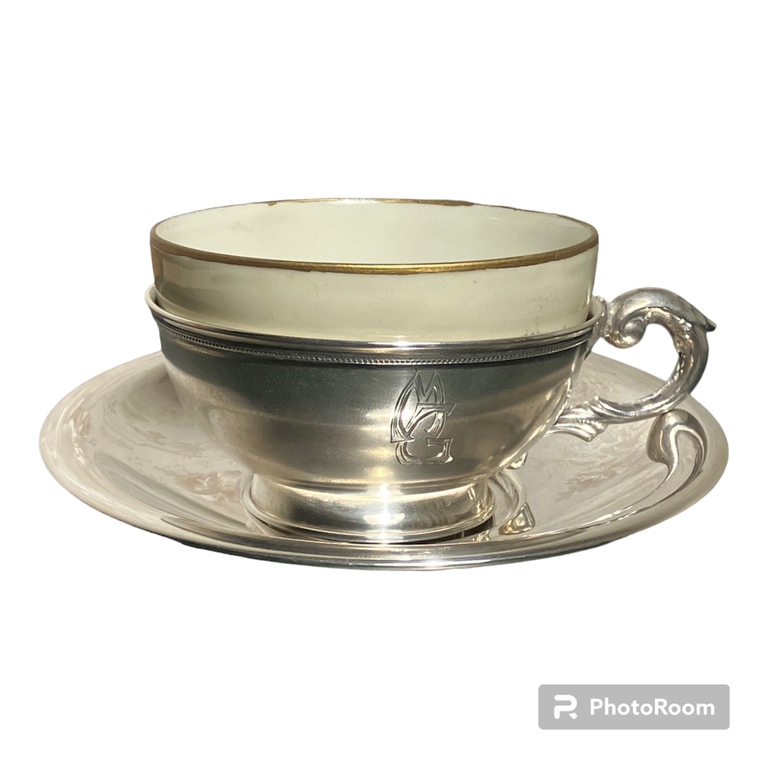 KUZNETSOVA TEA TRIO, porcelain, silver