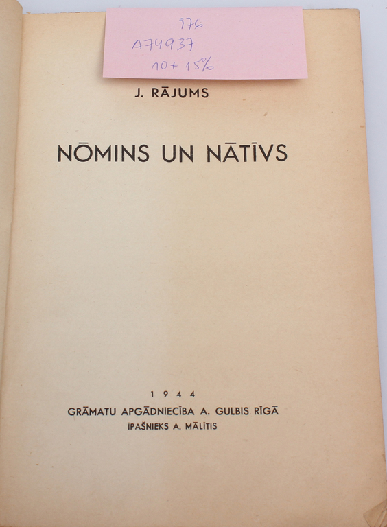 The book ''Nomīns un Nātīvs''