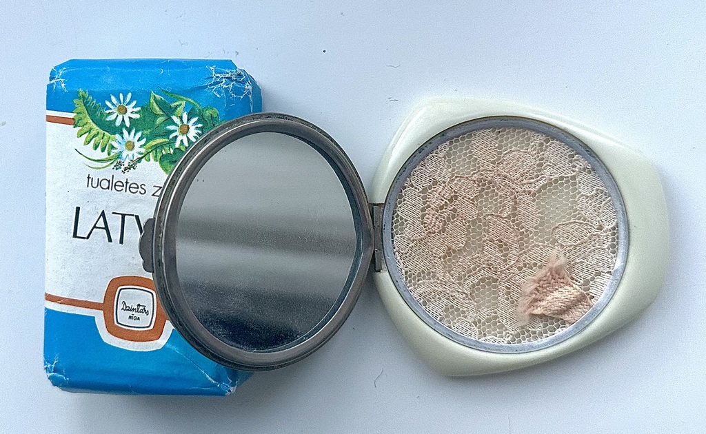 Toilet soap and powder compact