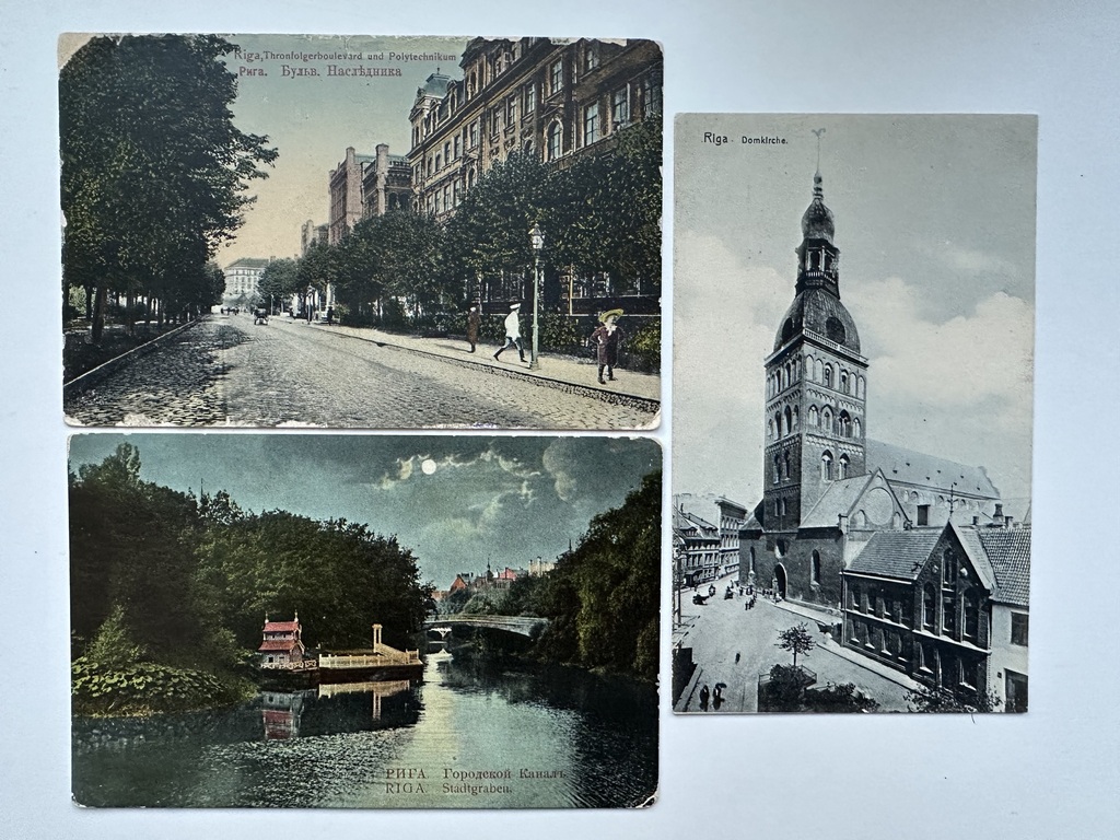 Three postcards of Riga