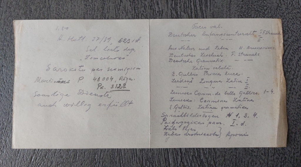 5 pcs. : 1-3 copies of secondary school and gymnasium certificates from 1929 to 1932. ; 2 - Invitation to the Varakļani high school graduate evening in 1943; 3 - Mary's Congregation 1937