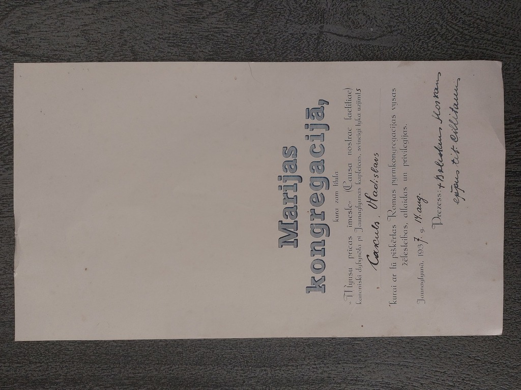 5 pcs. : 1-3 copies of secondary school and gymnasium certificates from 1929 to 1932. ; 2 - Invitation to the Varakļani high school graduate evening in 1943; 3 - Mary's Congregation 1937