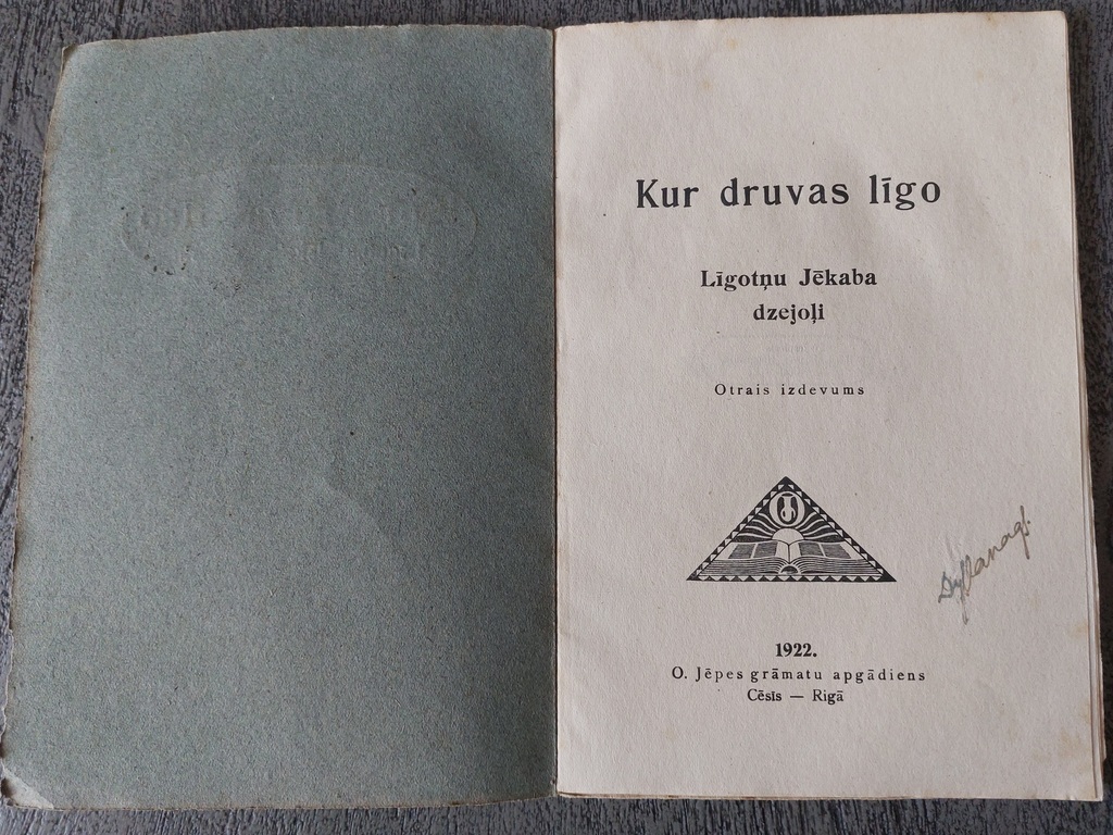 Poems of JEKABA, where the harvest lays. 1922 O. Jēpes book supply in Cēsis - Riga Second edition. In soft covers.