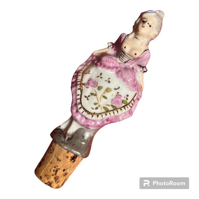 porcelāna lejamais pudeles korķis  ar erotikas pieskaņu Viktorijas laikmeta dāma