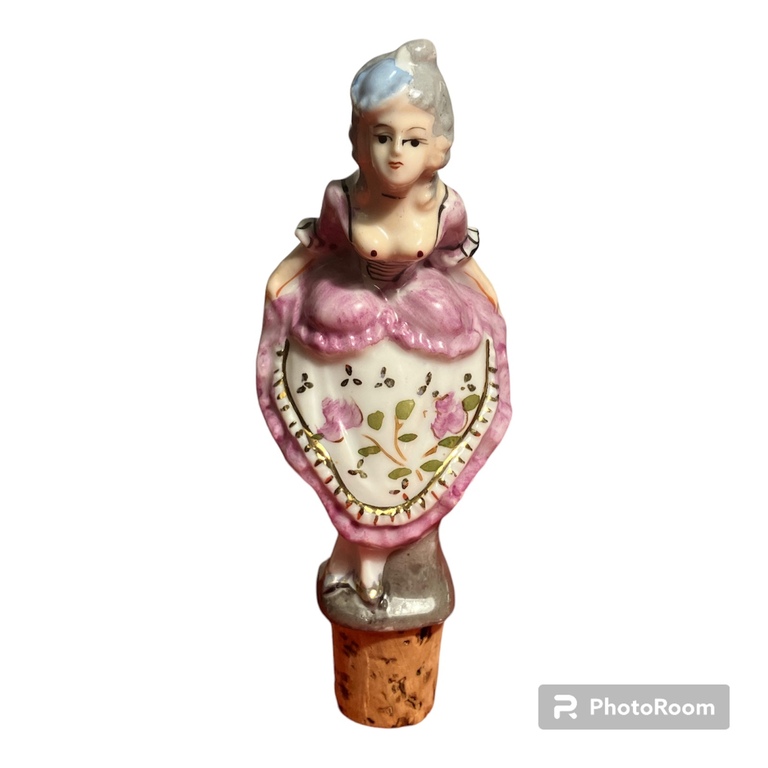 porcelain bottle cap with an erotic touch Victorian lady
