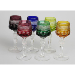 Цветные хрустальные стаканы для водки 6 шт.