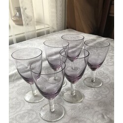 Violet glass glasses, 6 pcs.