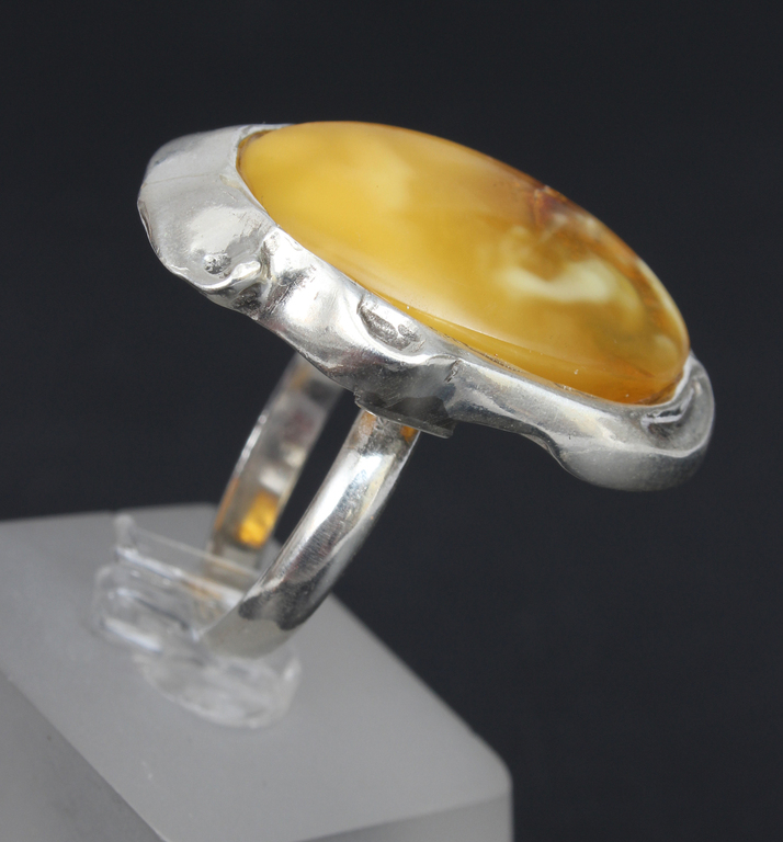 Silver ring with amber