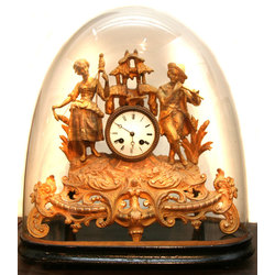 Fireplace clock with glass dome