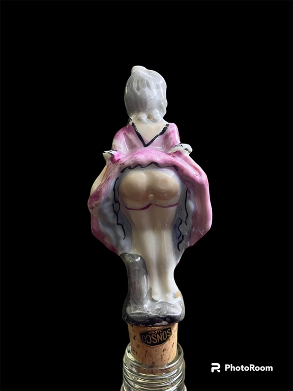  erotisks porcelāna pudeles korķis Viktorijas laikmeta dāma