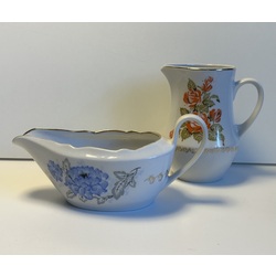 RPR porcelain pitcher and sauce dish