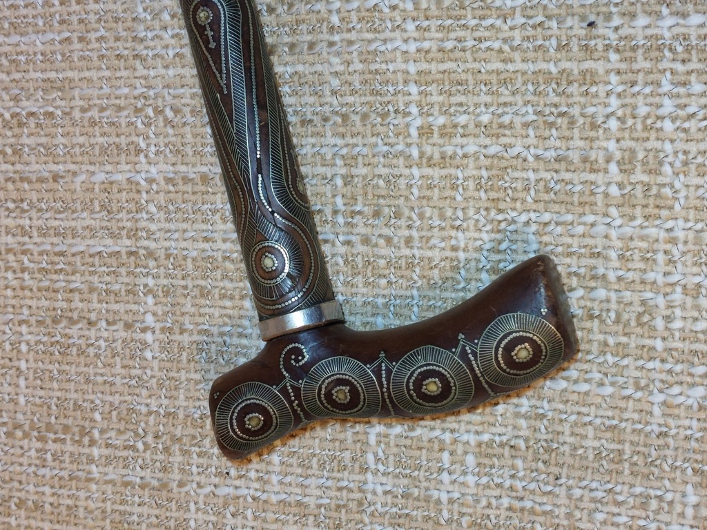 Walking Stick with silver and ivory inlay.