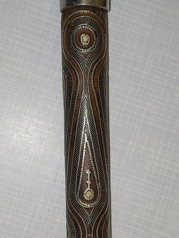 Walking Stick with silver and ivory inlay.