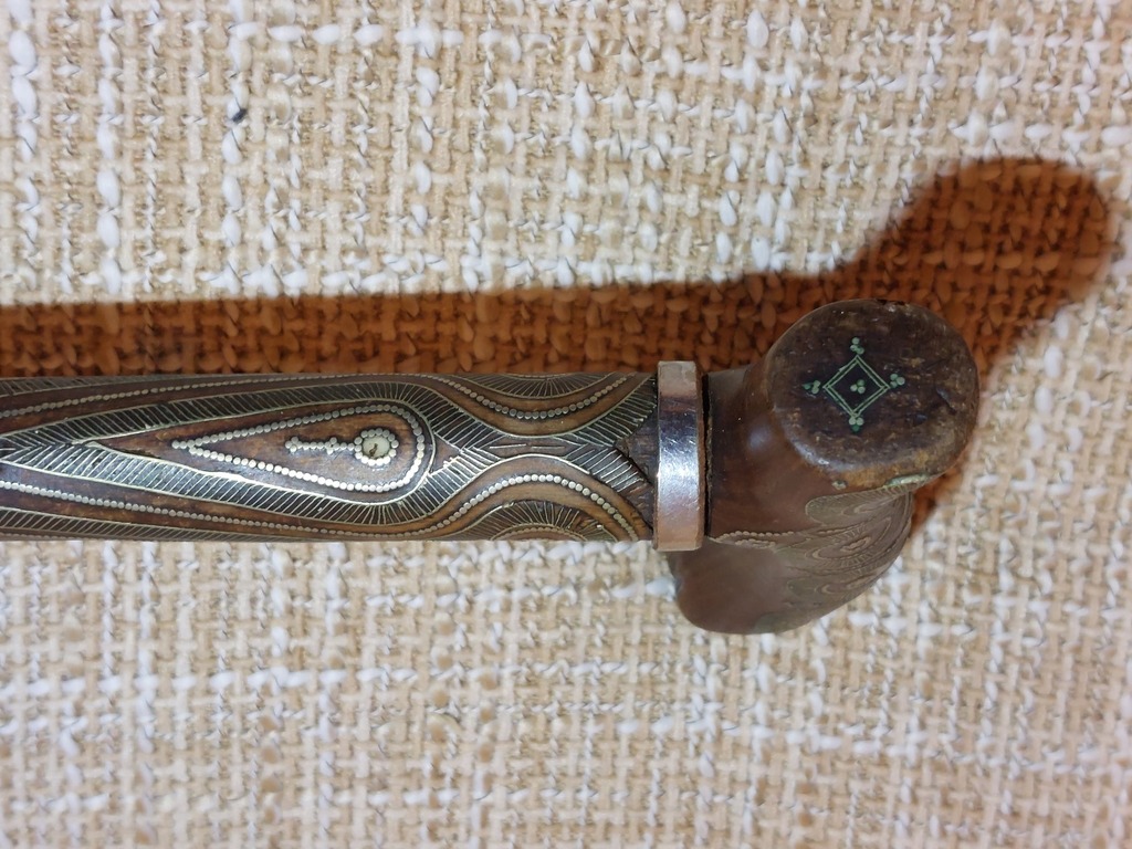 Walking Stick with silver and ivory inlay.