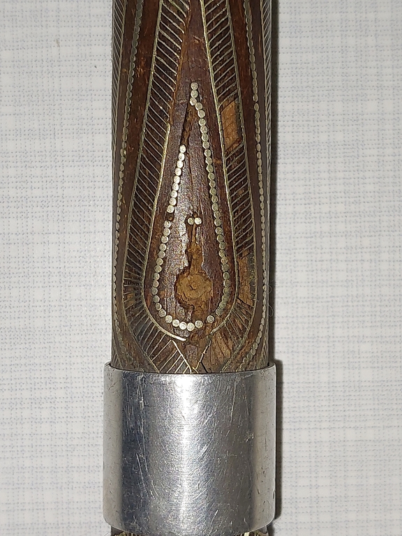 Walking Stick with silver and ivory inlay.
