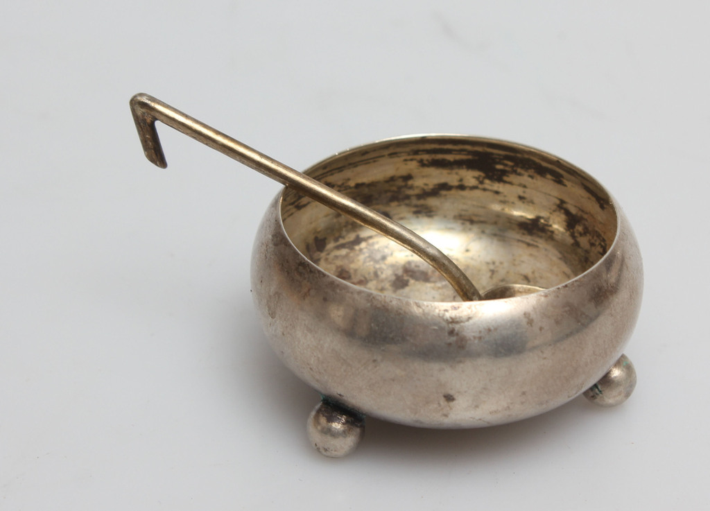 Silver bowl with spoon