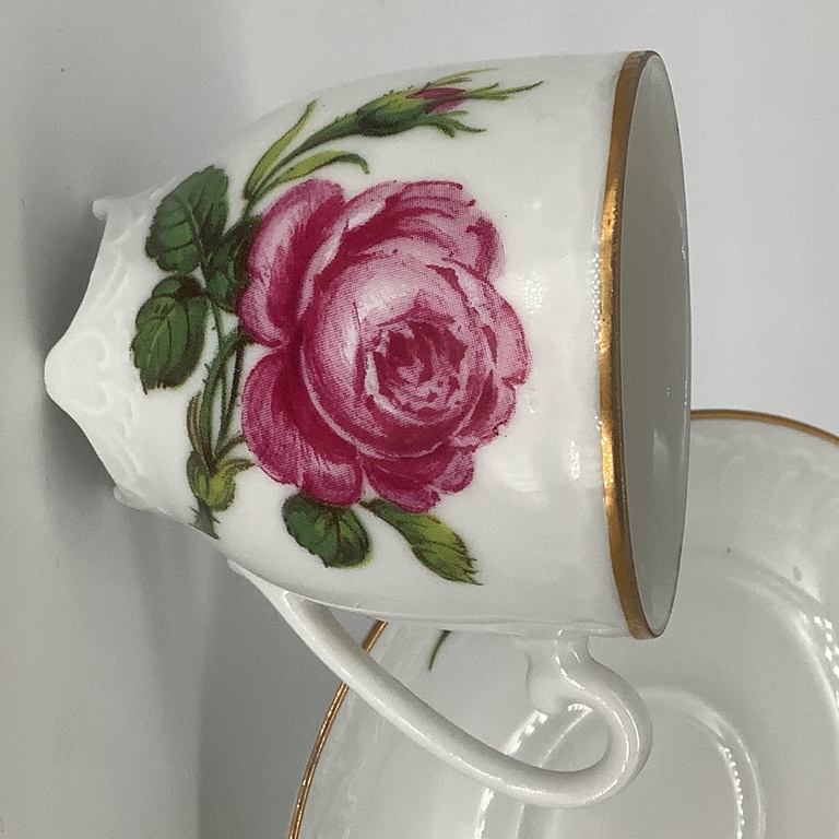 Coffee cup from the Meissen porcelain manufactory. Rare commemorative stamp of the Soviet period of the GDR. Hand painted.