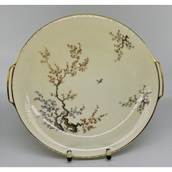 Large dish for cupcakes. For the cherry blossom service. Ivory porcelain. Schumann Bavaria. Rare hallmark.
