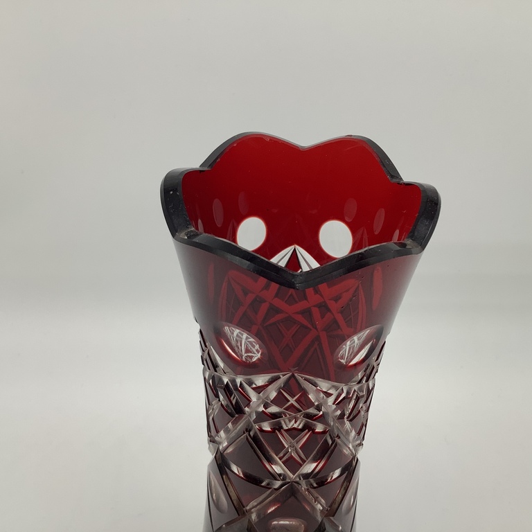 Vase, two-layer ruby crystal, Bohemia 1920-30.