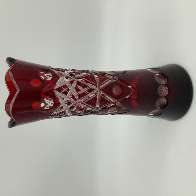 Vase, two-layer ruby crystal, Bohemia 1920-30.