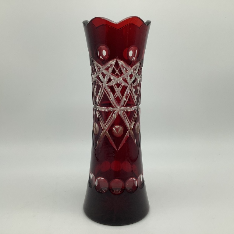 Vase, two-layer ruby crystal, Bohemia 1920-30.