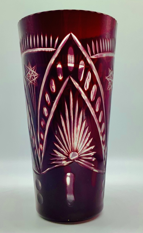 USSR. Red Giant Factory, Soviet classic. Vase “Salute”, Excellent preservation