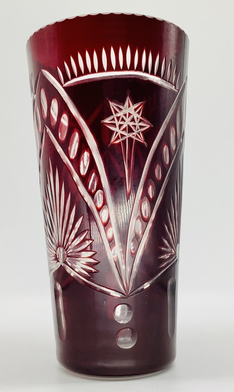 USSR. Red Giant Factory, Soviet classic. Vase “Salute”, Excellent preservation