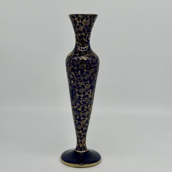Cobalt vase for one flower. Gold painting. Handmade