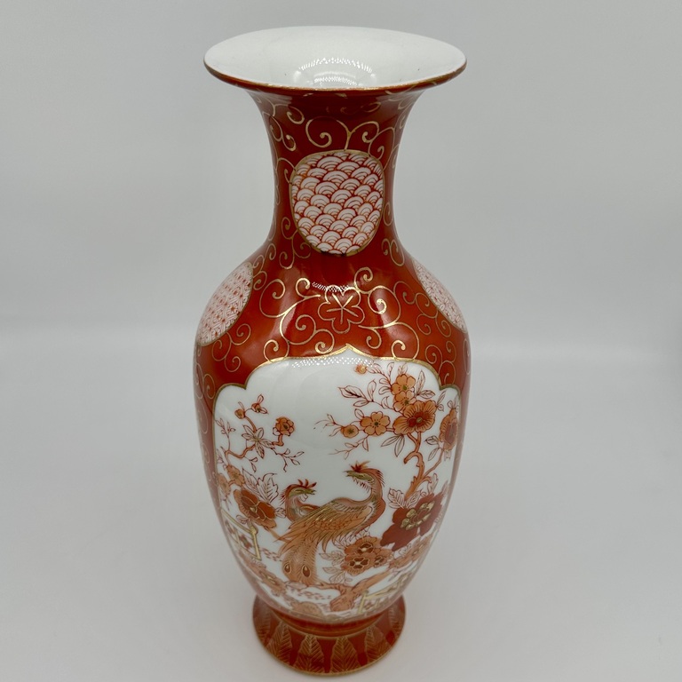 Японская ваза фукагава. Ручная роспись. Середина 20 века
