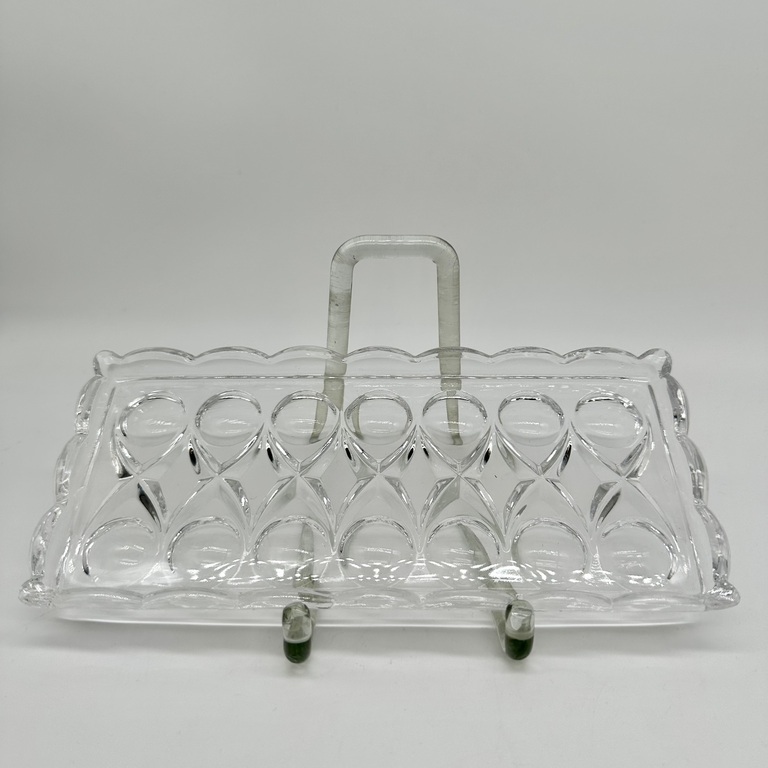 Princess House Dots and diamond pattern Lead Crystal Sugar, Creamer & Tray.