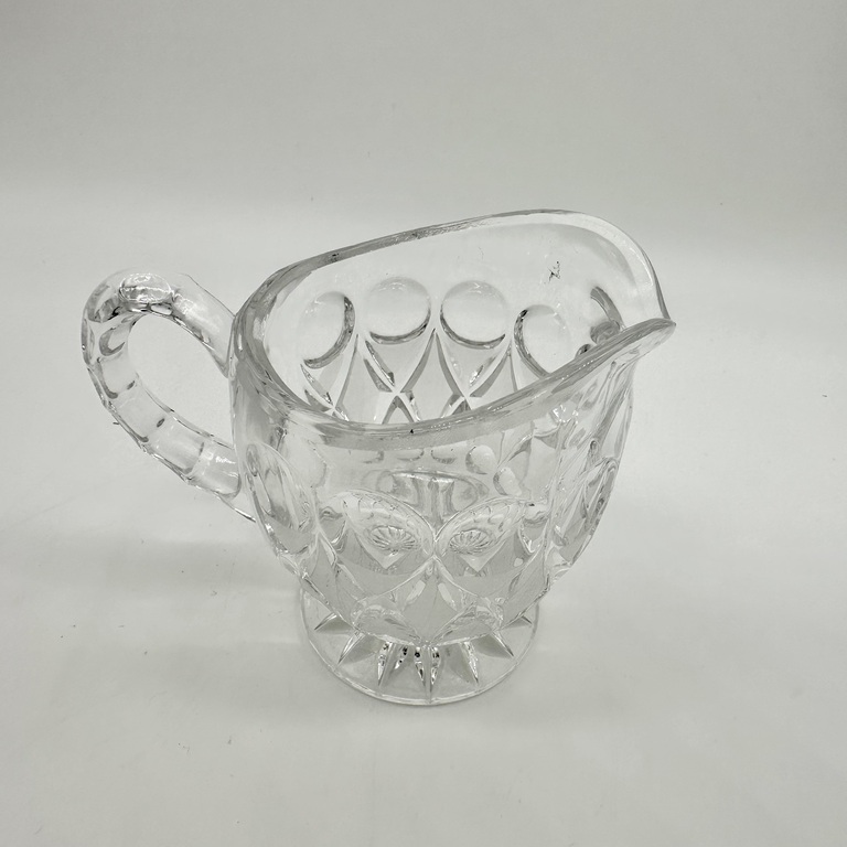 Princess House Dots and diamond pattern Lead Crystal Sugar, Creamer & Tray.