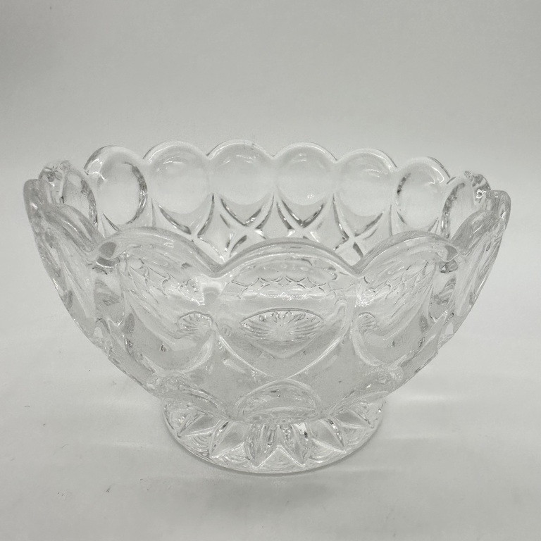 Princess House Dots and diamond pattern Lead Crystal Sugar, Creamer & Tray.