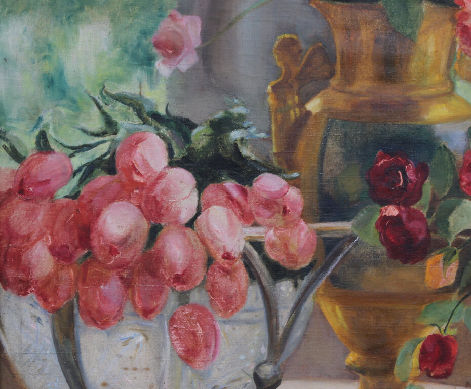 Still life with roses and tulips