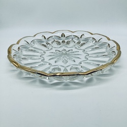 Huge crystal dish with gold edging. 32 cm. France. Beginning of the last century
