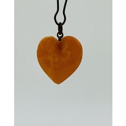 Antique heart made of honey amber. Biedermeer. Handmade by an old master.
