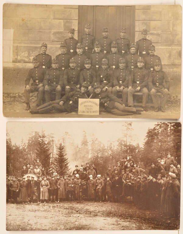 Групповые фотографии солдат, латышских лучников и астро-венгерских пехотинцев. 2 шт.