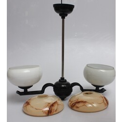 Art deco carbalite lamp and 2 domes